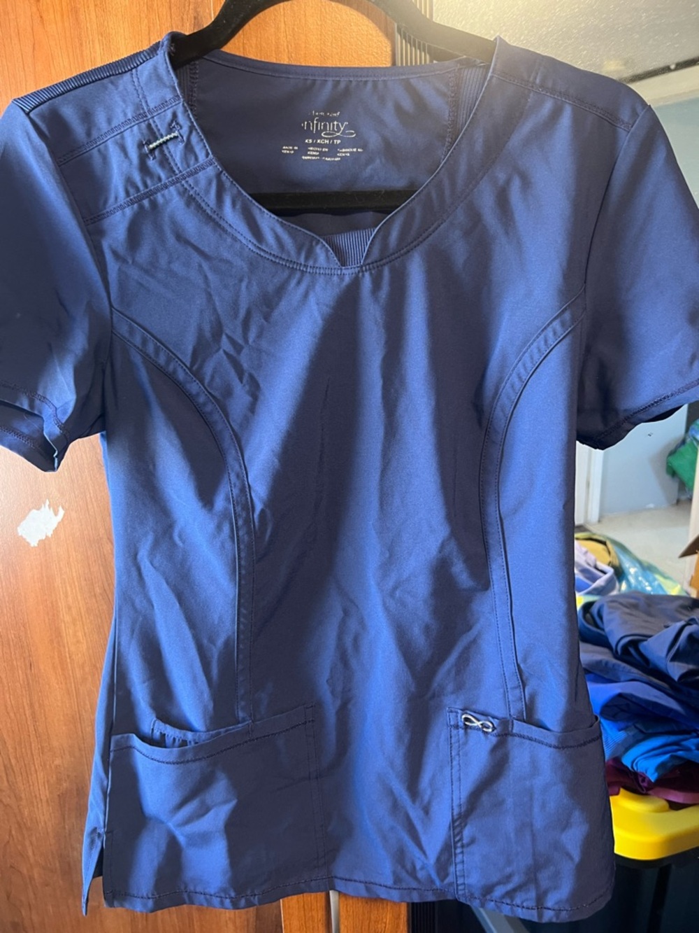 Women's Navy Blue Cherokee infinity Scrub Top